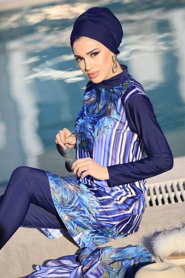 Floral Modesty Swimwear Muslim Swimsuits for Women Burkini Beachwear Tankini Swimming Suit 4 Pcs Swimming Costume 