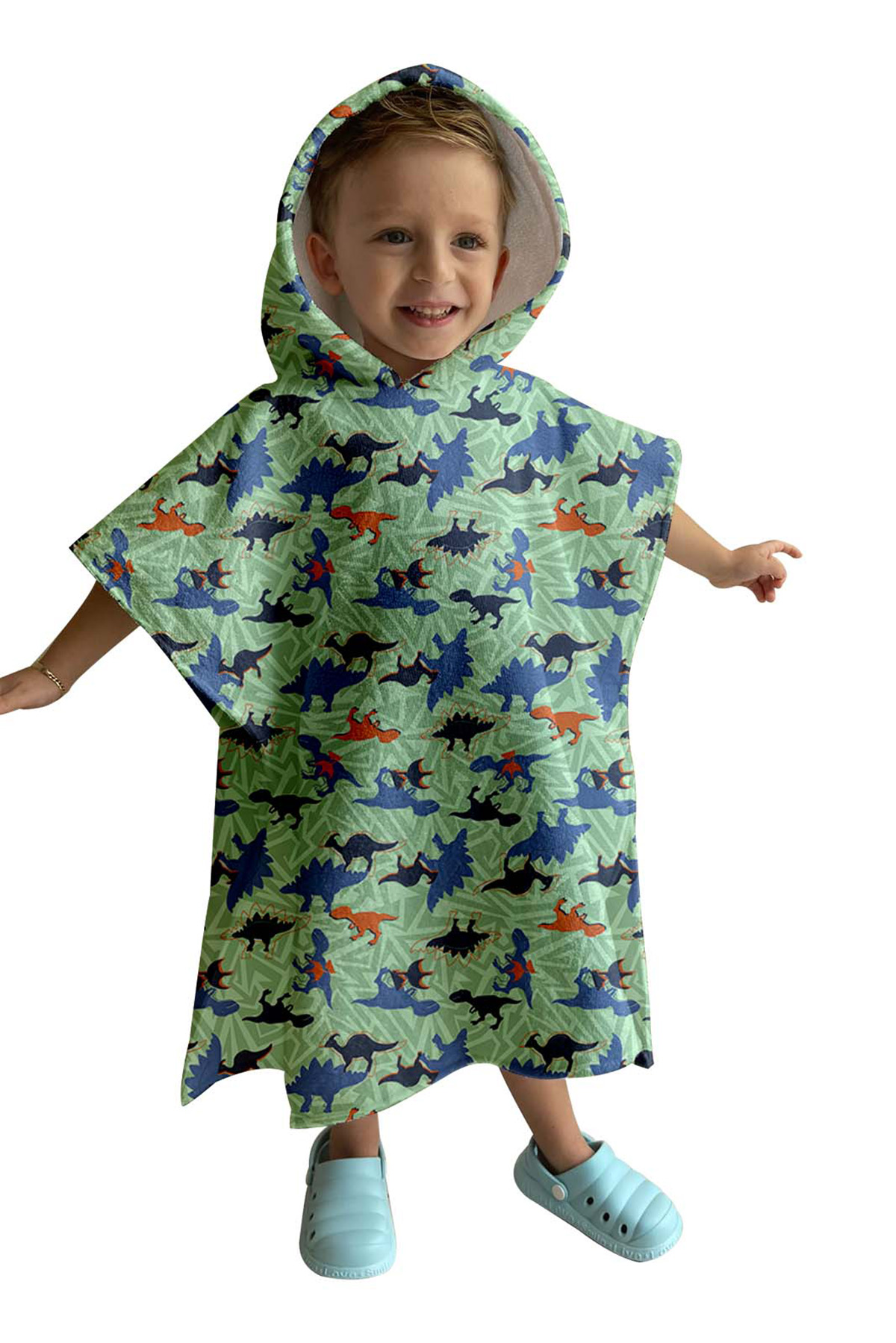 MIA-709-PH-Yesil_1.jpg Dinosaur Poncho Towel - Image 1